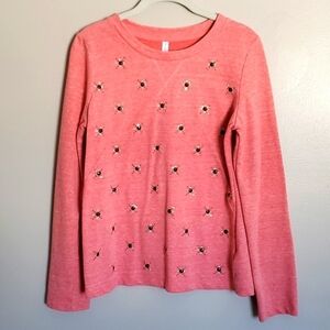 Xhilaration‎ sweatshirt size M peach pink stars long sleeve top starburst gems